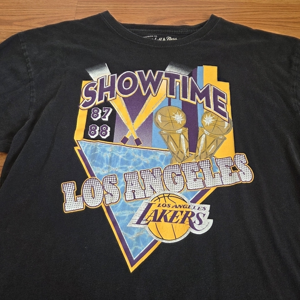 Mitchell & Ness LA Lakers Showtime 1987-88 Tee Black T-Shirt Men's Large NBA